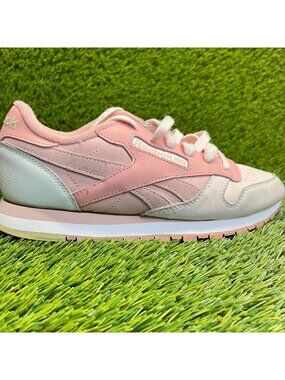 Reebok Classic Leather Womens Size 7.5 Pink Gray Athletic Walking Shoes Sneakers